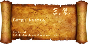 Bergh Neszta névjegykártya